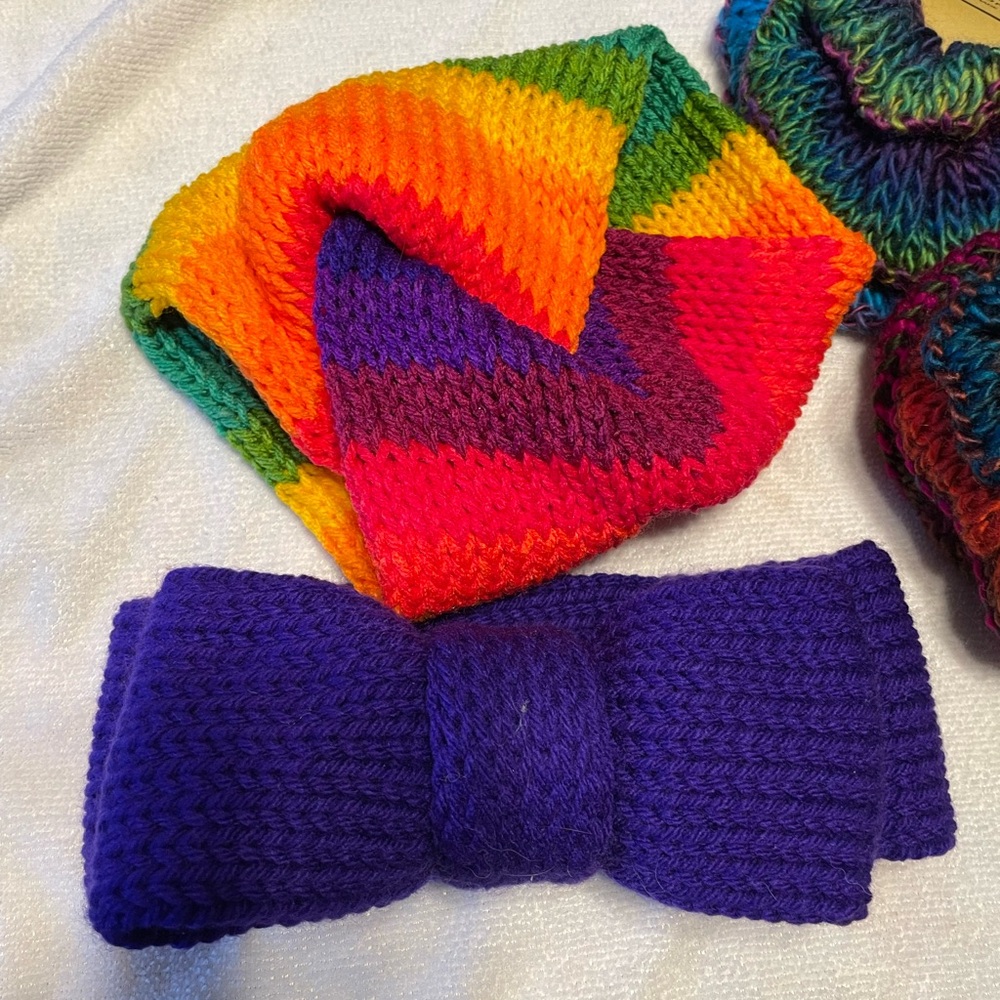 Purple Knit Bow Headband